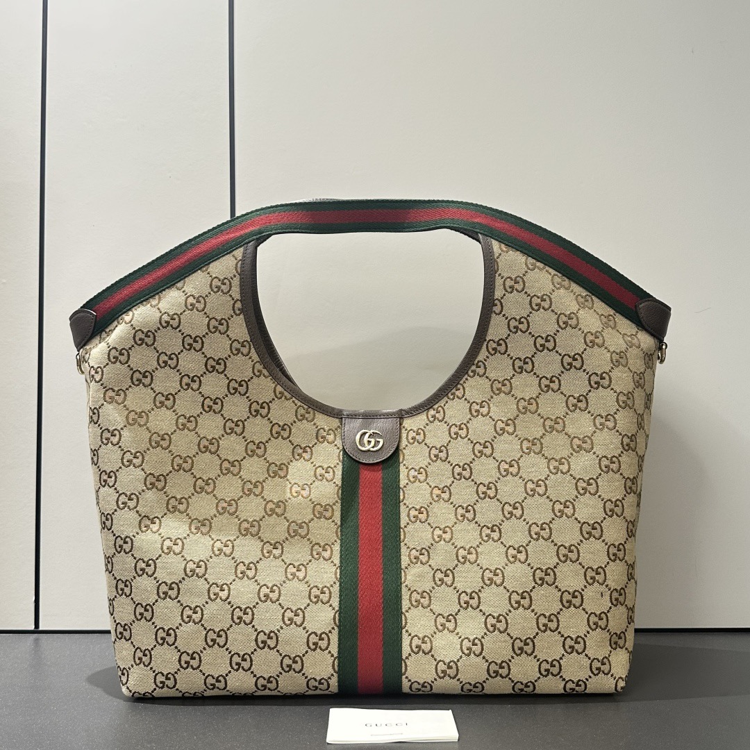 Gv*c*giglio large tote bag in beige and brown gg canvas-60*47*16cm