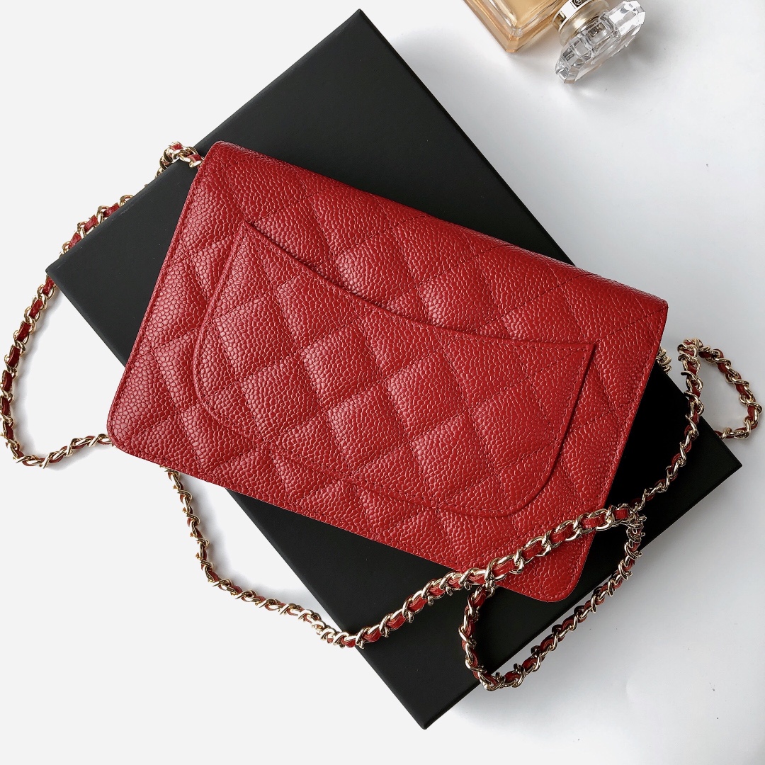 Ch@nel Wallet On Chain-Silver Hardware-19*12*3.5CM