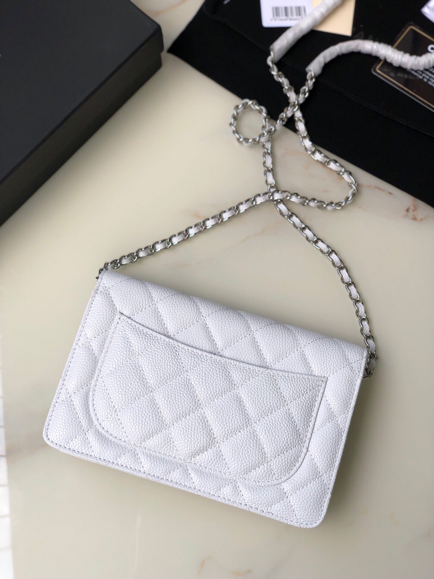 Ch@nel Wallet On Chain-Silver Hardware-19*12*3.5CM