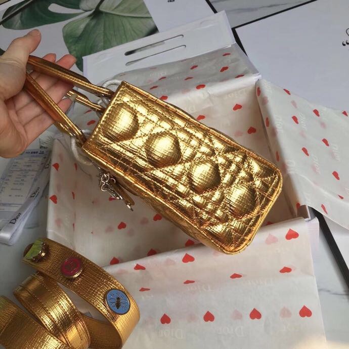 lady D*or bag-gold hardware-20*16.5*8cm