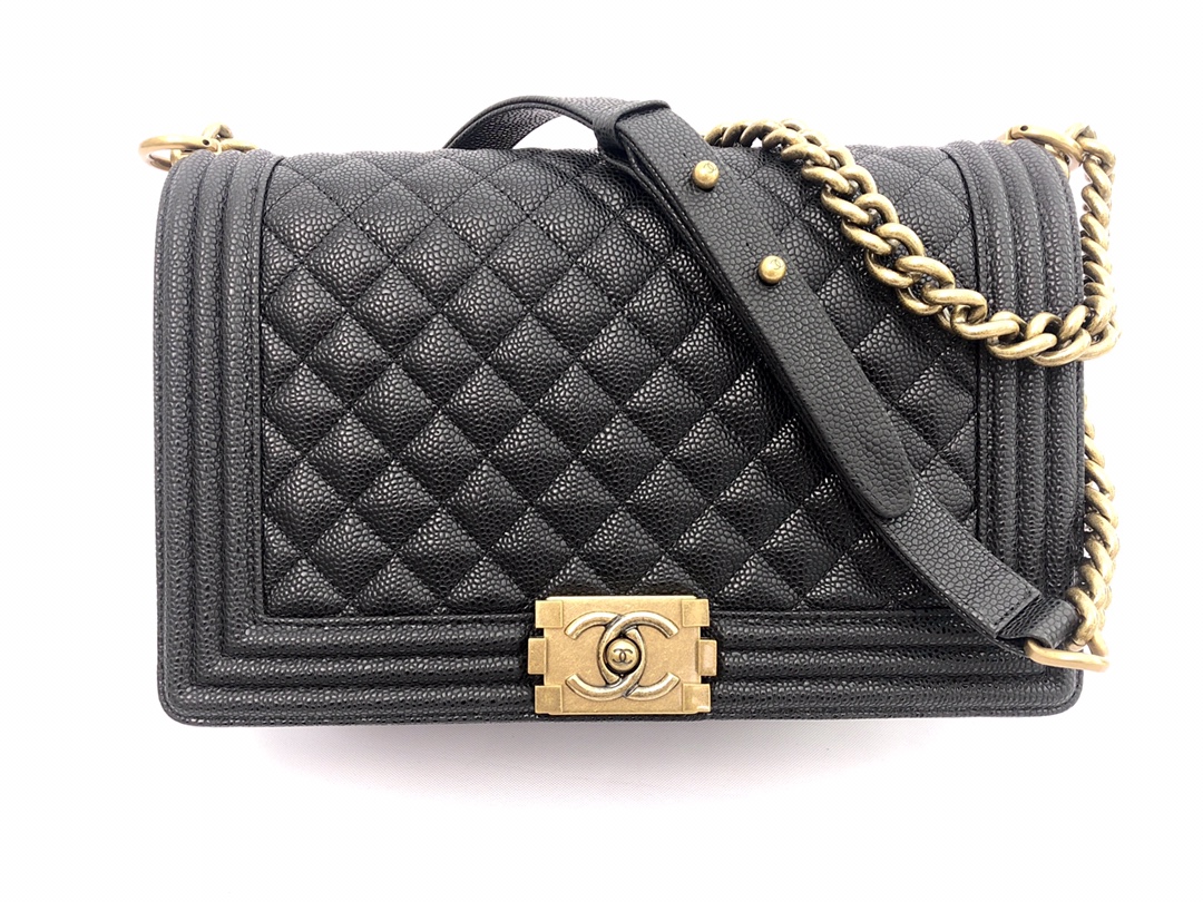 Ch@nel Boy Bag-Caviar-28CM
