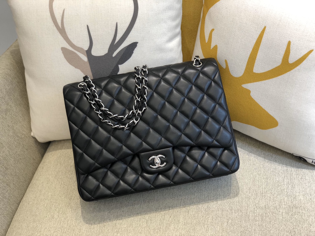 Ch@nel Flap Bag-Lambskin Leather-Maxi-33CM
