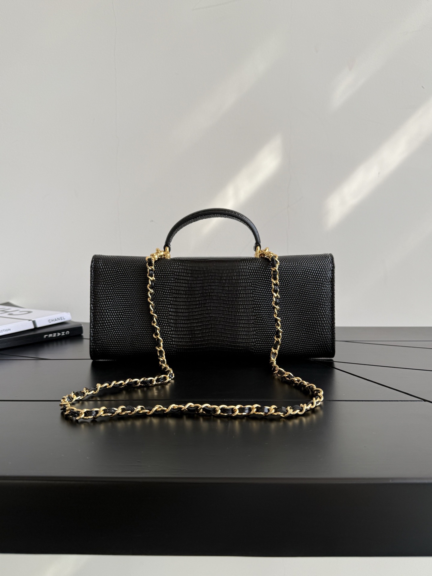 Ch@nel Calfskin Lizard Embossed Top Handle-25×10×3CM
