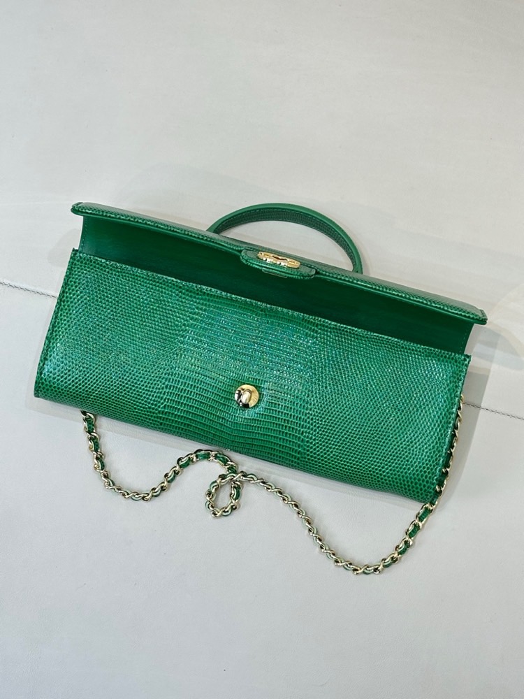 Ch@nel Calfskin Lizard Embossed Top Handle-25×10×3CM