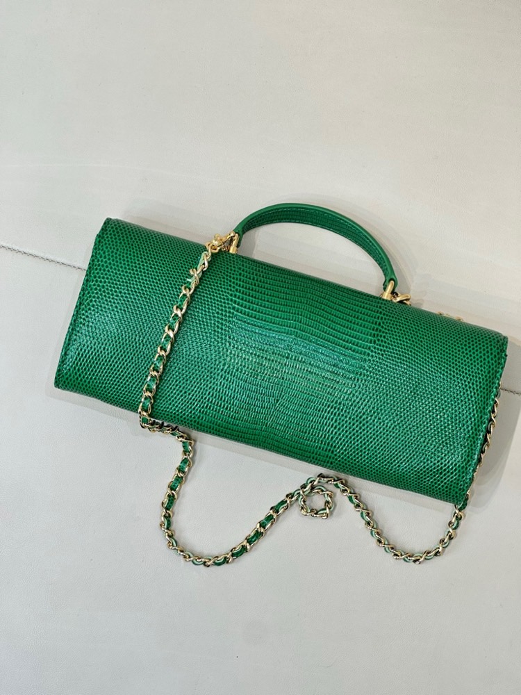 Ch@nel Calfskin Lizard Embossed Top Handle-25×10×3CM