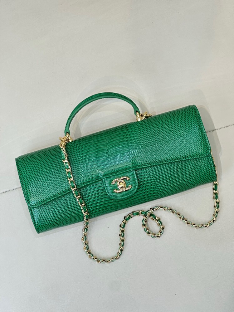 Ch@nel Calfskin Lizard Embossed Top Handle-25×10×3CM