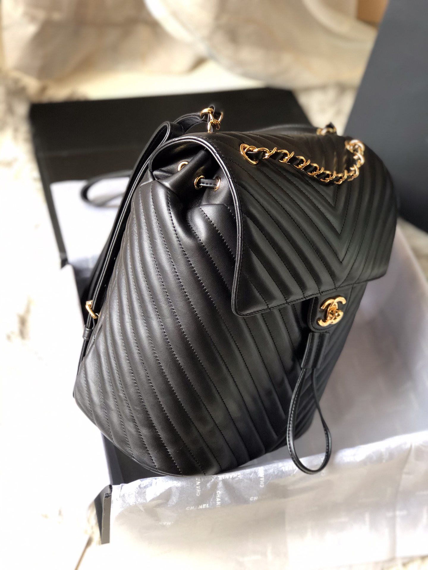 Ch@nel Backpack-Gold Hardware-20*25*10&30*25*15CM