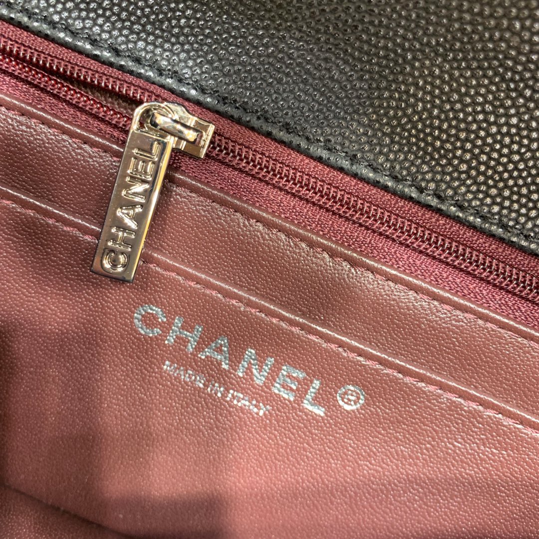 Ch@nel Flap Bag-Caviar-Silver Hardware-20CM