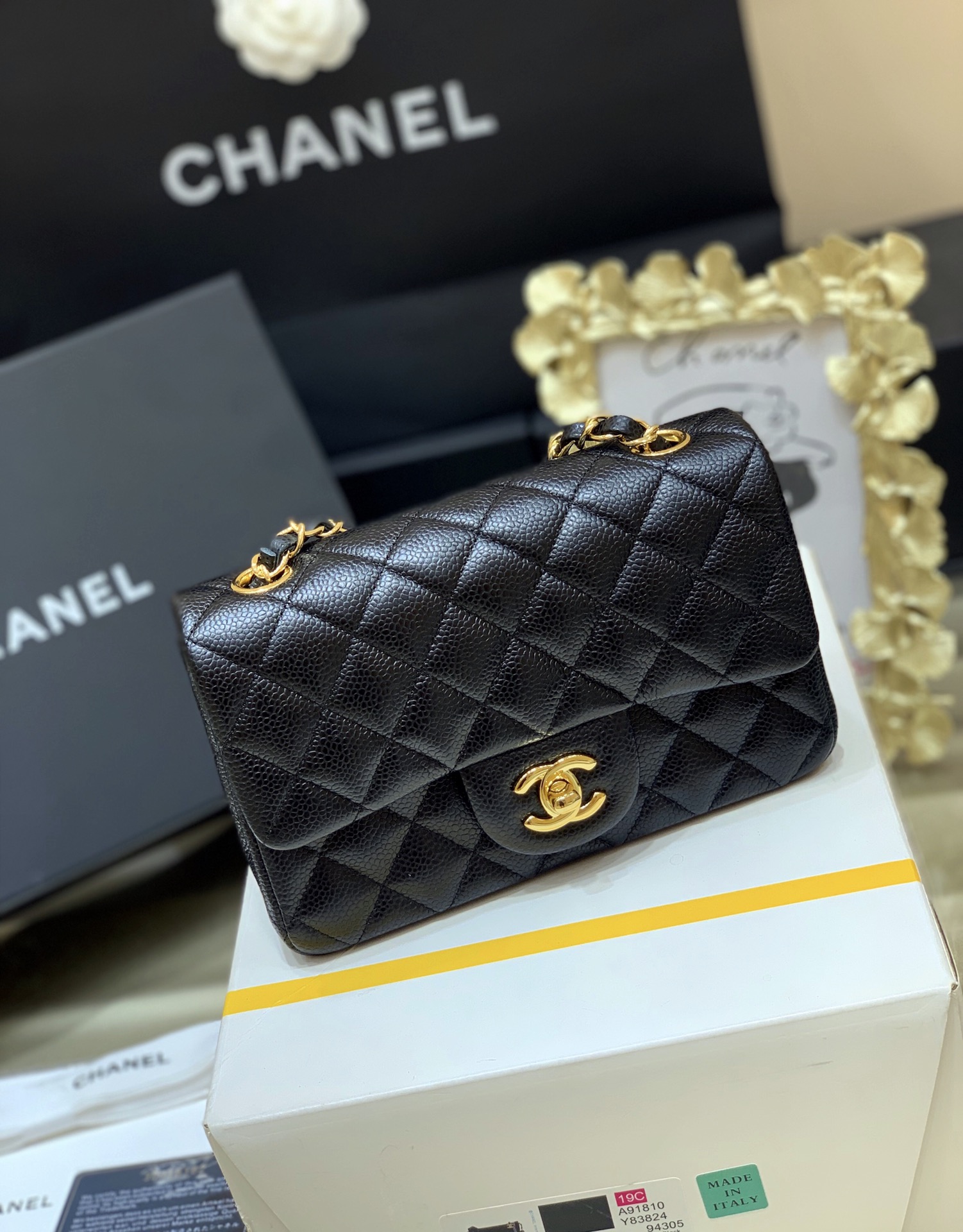 Ch@nel Flap Bag-Caviar-Gold Hardware-20CM
