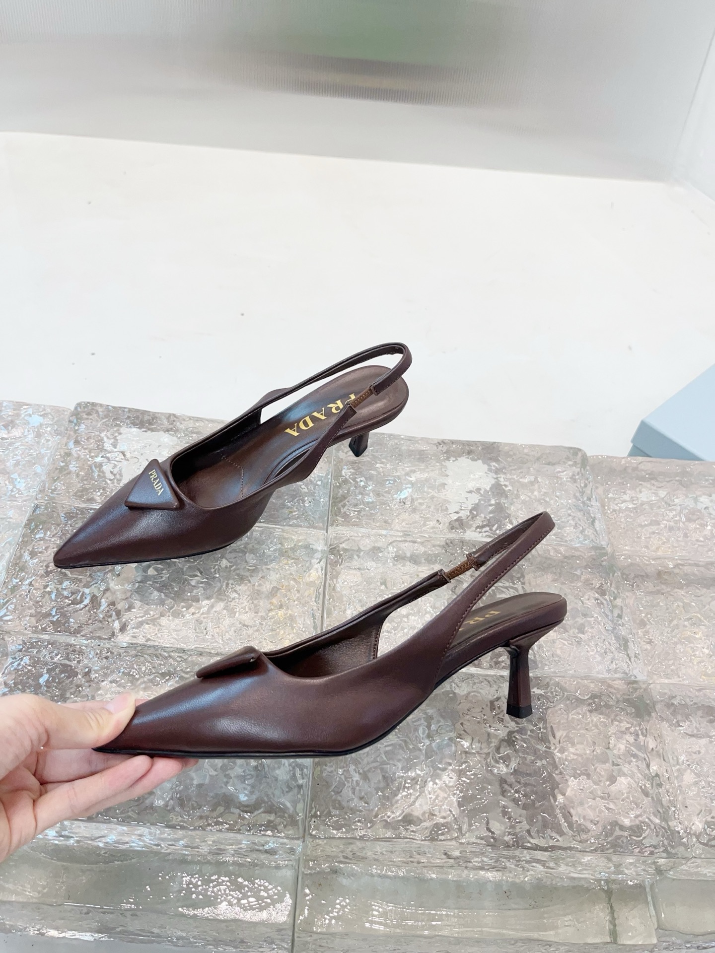 Pra*a Slingback Leather Pumps-5.5CM