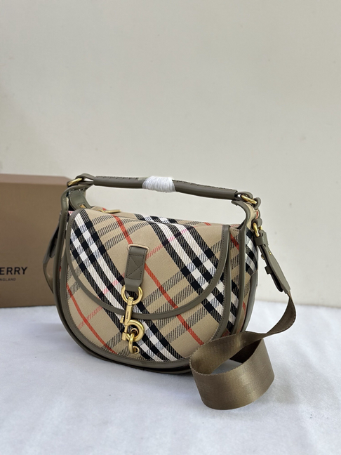 Burberr.y Small B Clip Check Messenger Bag -27.5*11*19CM