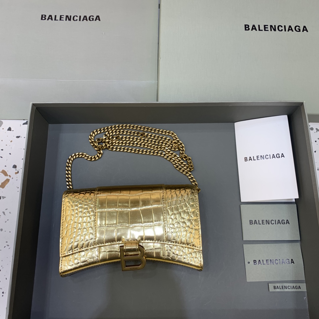 Ba*len*cia*ga hourglass wallet on chain-19*4*12cm