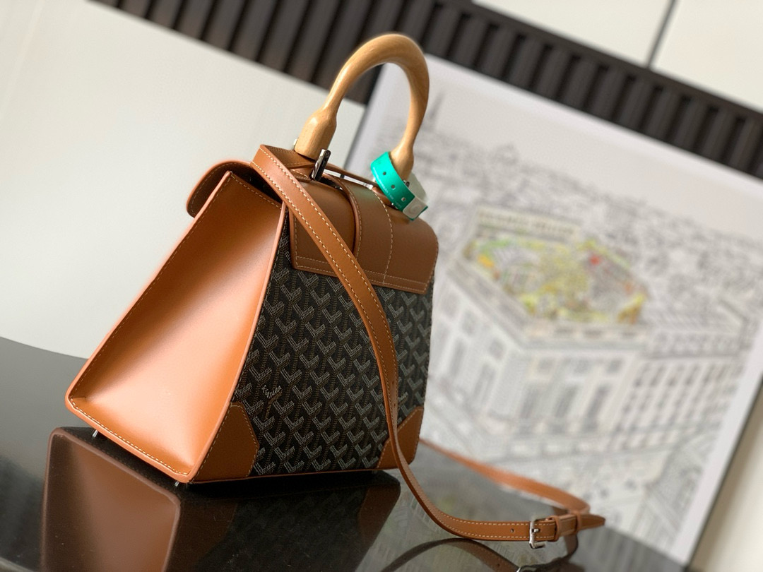 Go*ard coated canvas and leather saigon top handle bag-20*12*28cm
