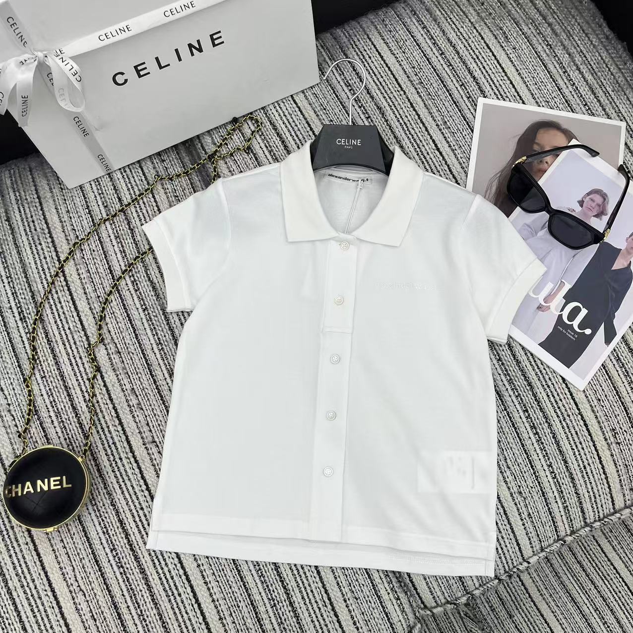 A1exa*derwang.t polo collar short sleeves cardigan