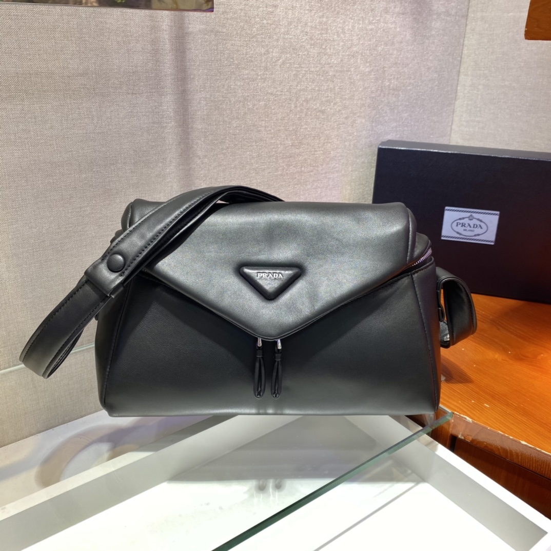 Pra*a lambskin shoulder bag-1bc165-32*21*12cm