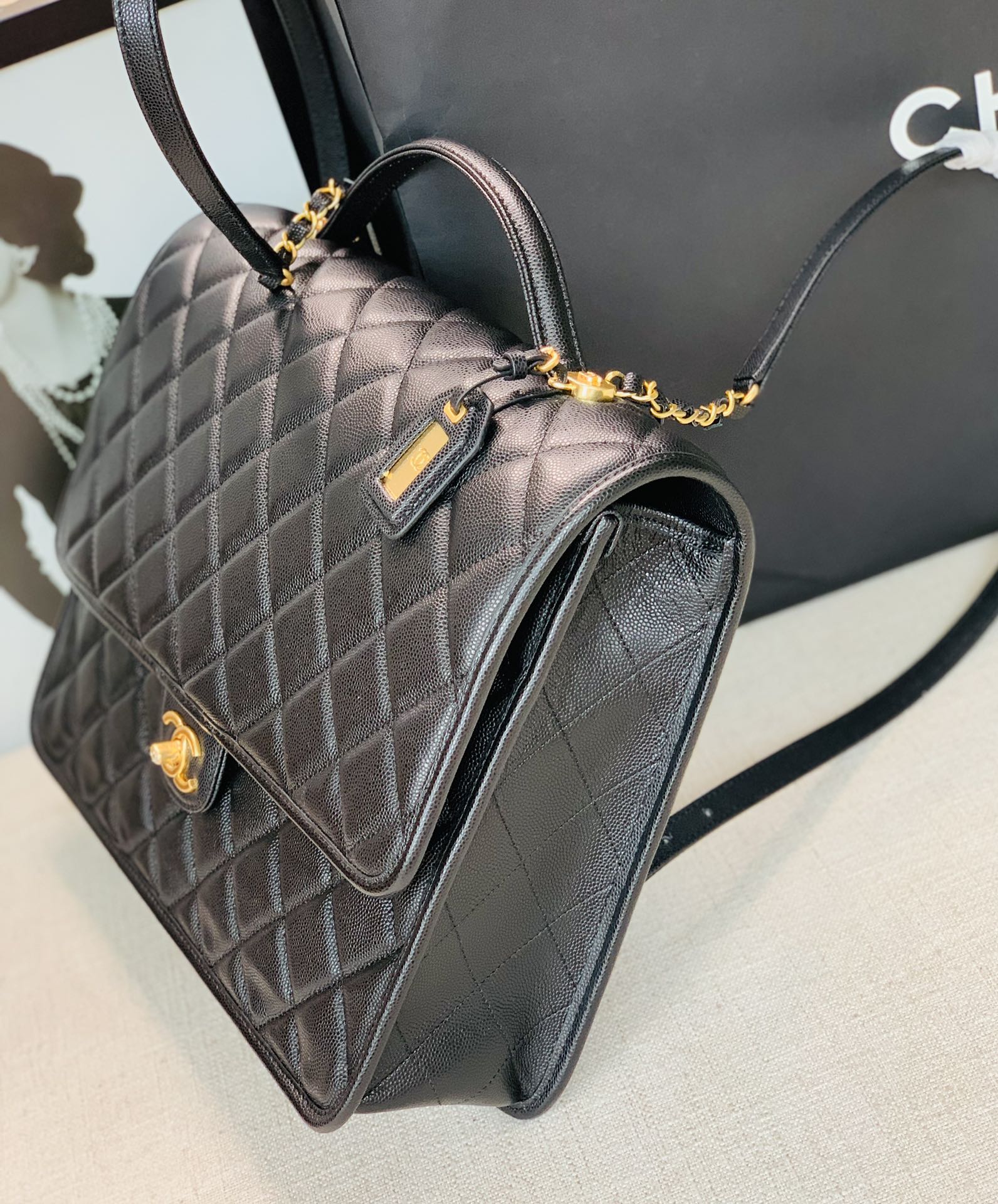 Ch@nel Caviar Leather Briefcaseg-31.5*31*9CM