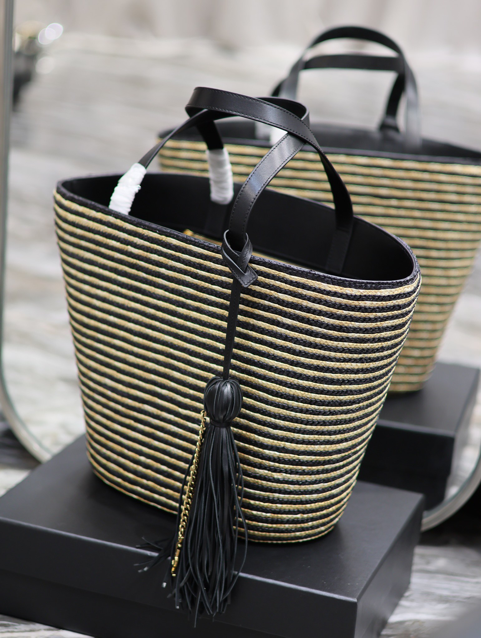 Y*L raffia rattan bag-30×28×15cm