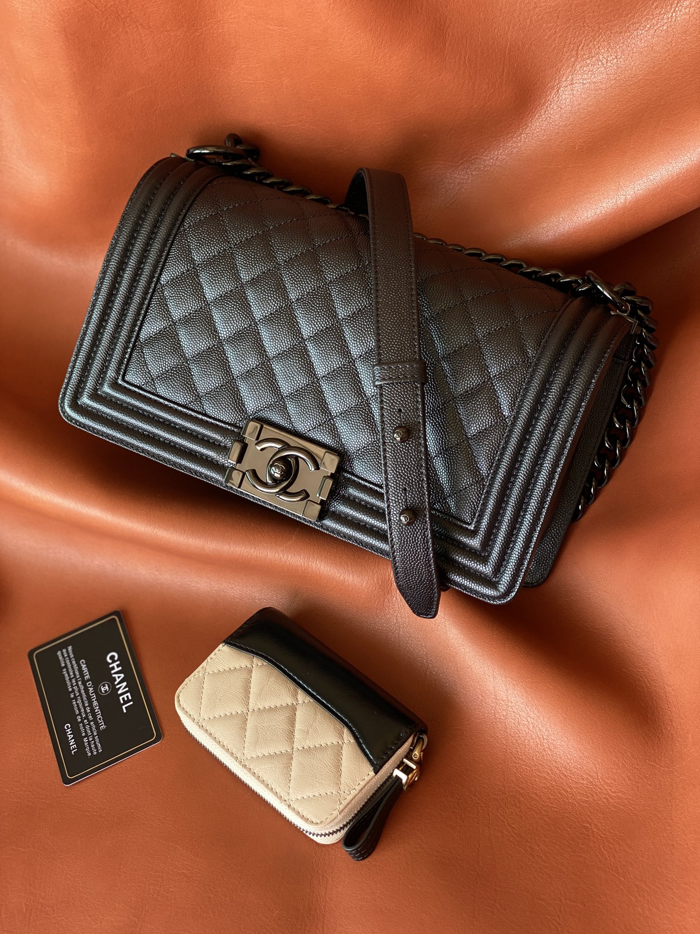 Ch@nel Boy Bag-Caviar-25CM