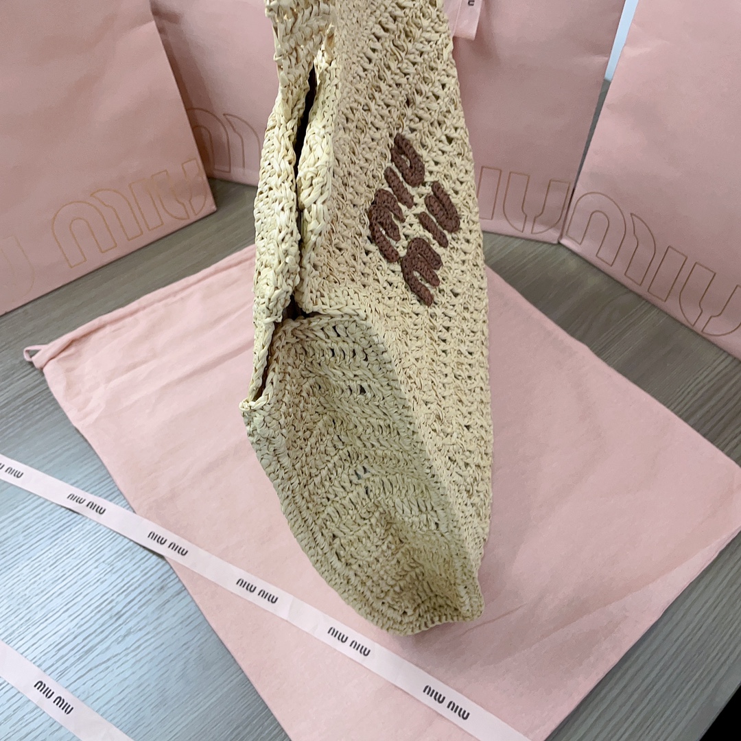 M*um*u crochet raffia tote bag-38.5x 40 x10cm