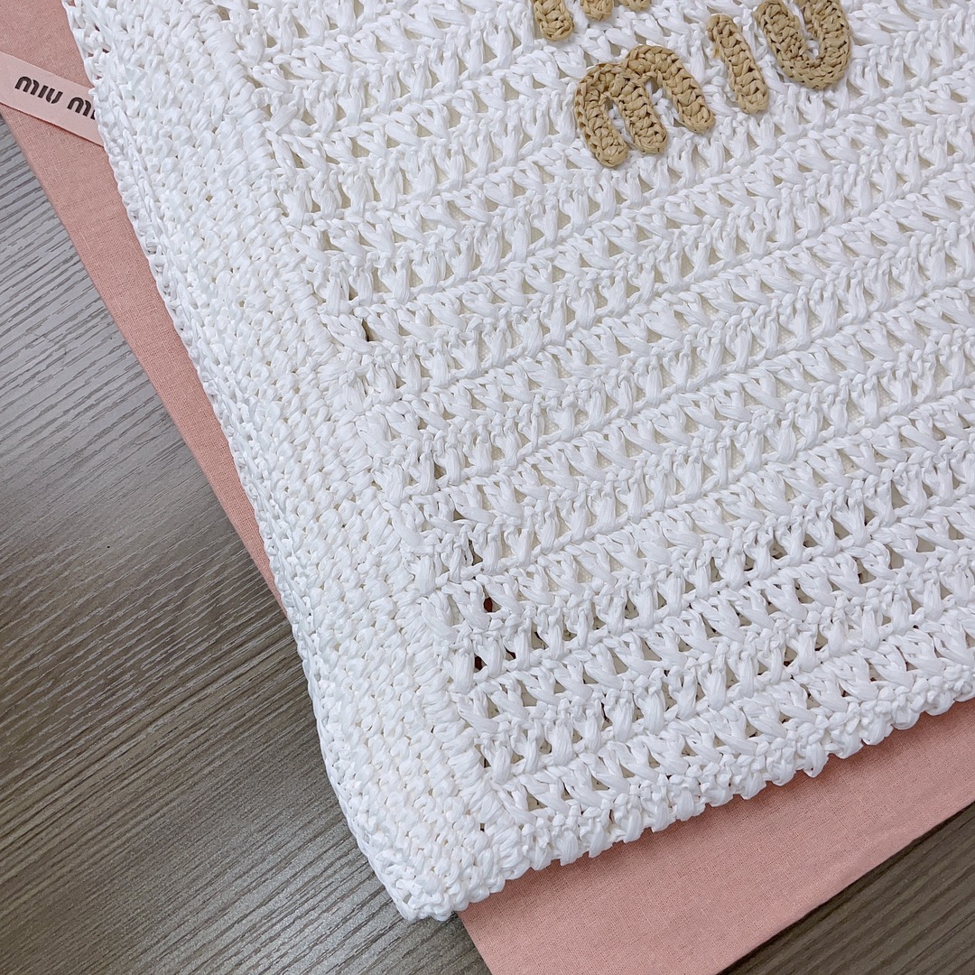 M*um*u crochet raffia tote bag-38.5x 40 x10cm