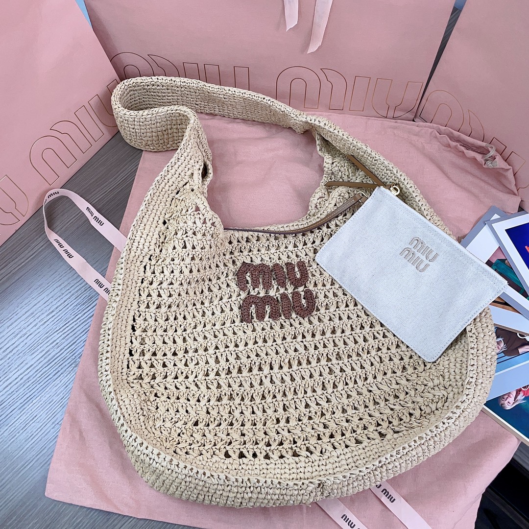 M*um*u raffia tote bag-44x 31.5 x8cm