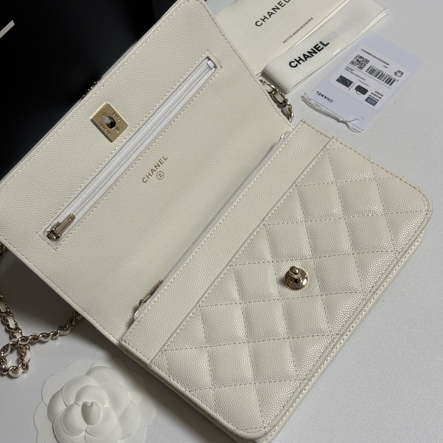 Ch@Nel Caviar Quilted Crystal CC Wallet On Chain-13*19.5*3.5CM