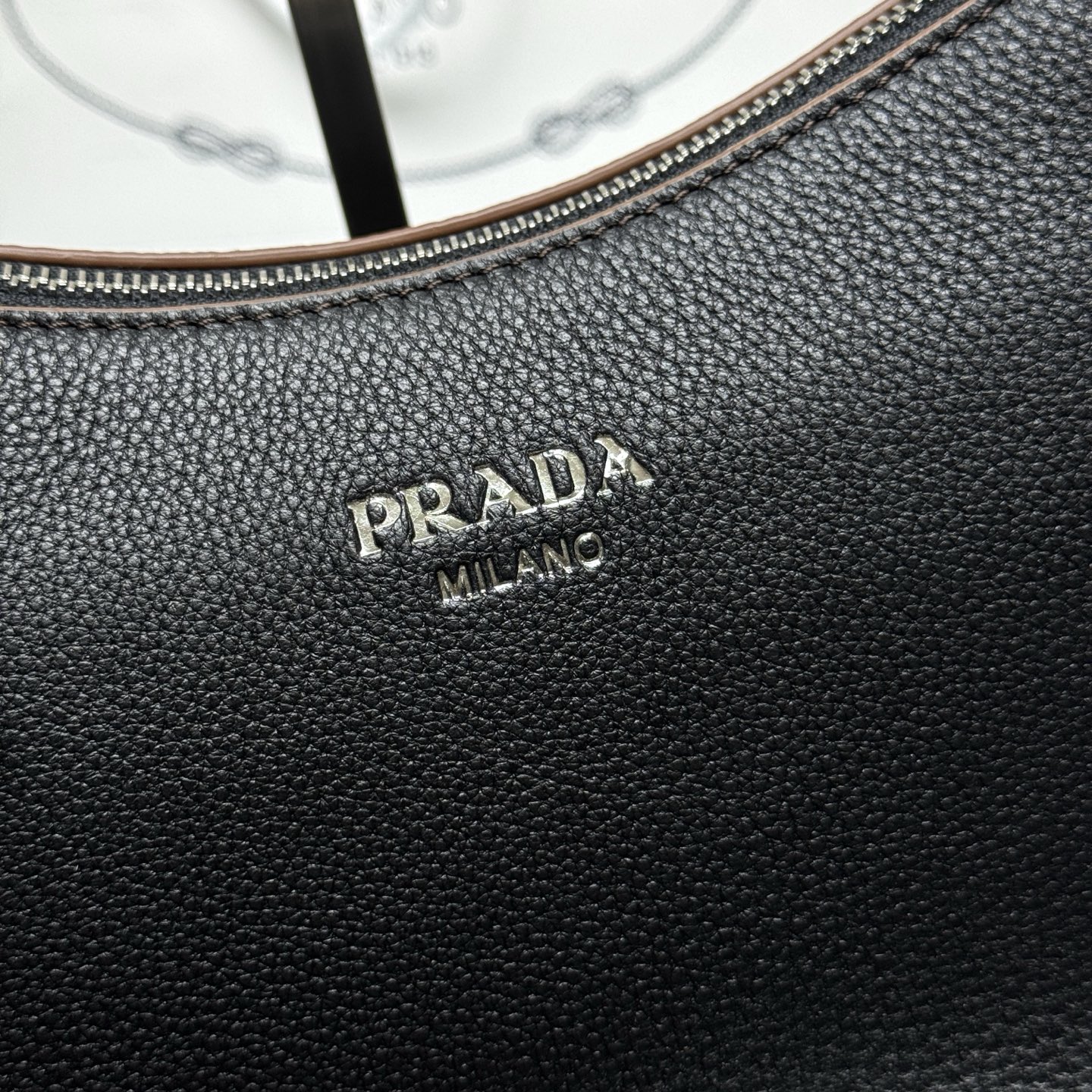 Pra*a Black Large Leather Aimèe Shoulder Bag-1BC280-36*20*11CM