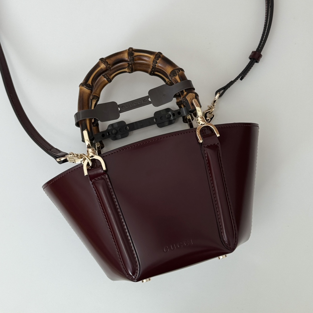 Gv*c* Mini Bamboo Top Handle Tote Bag-16(27) *14*11.5CM