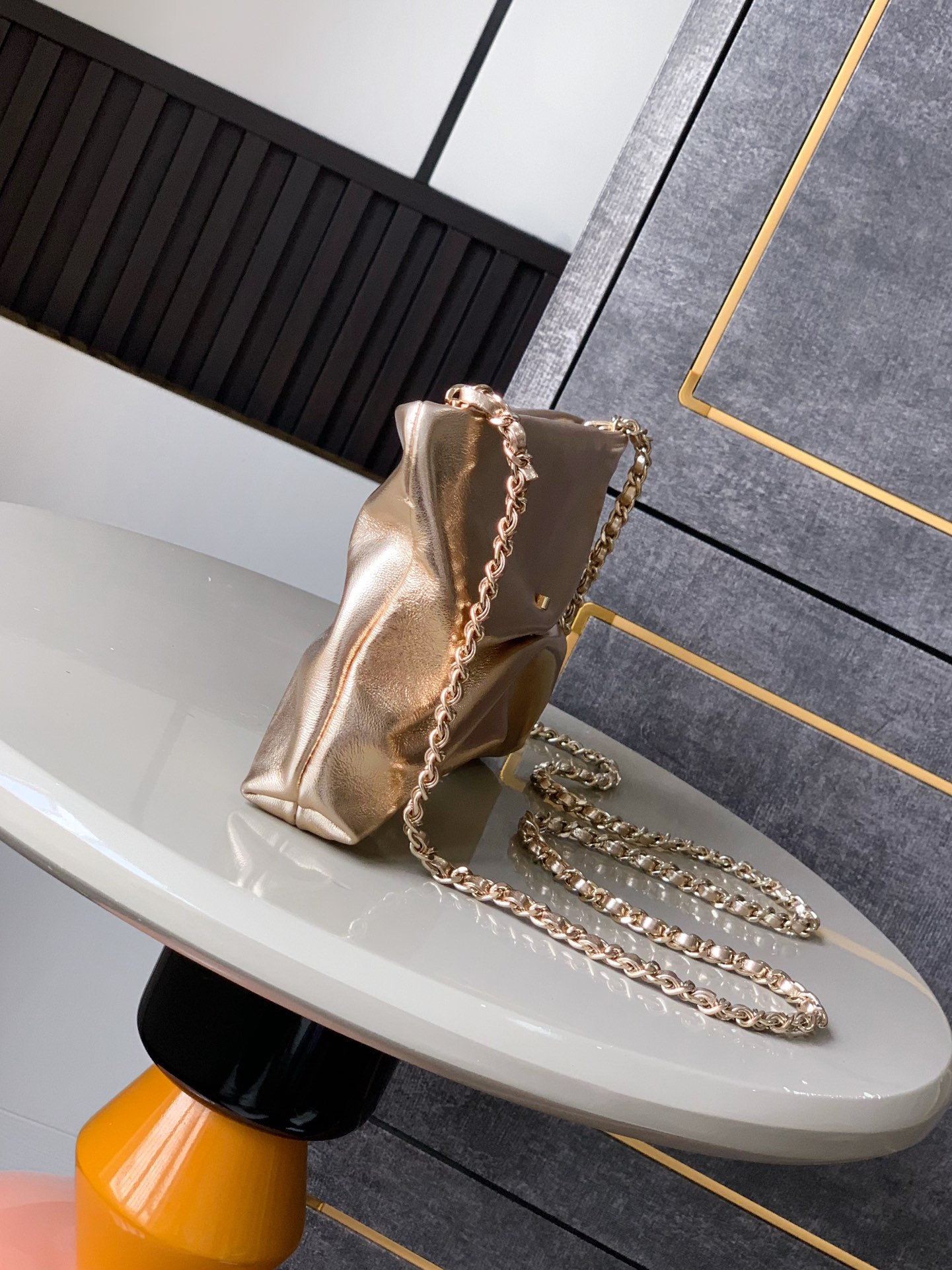 Ch@nel Clutch Bag with Chain Lambskin-14x24 x 5CM