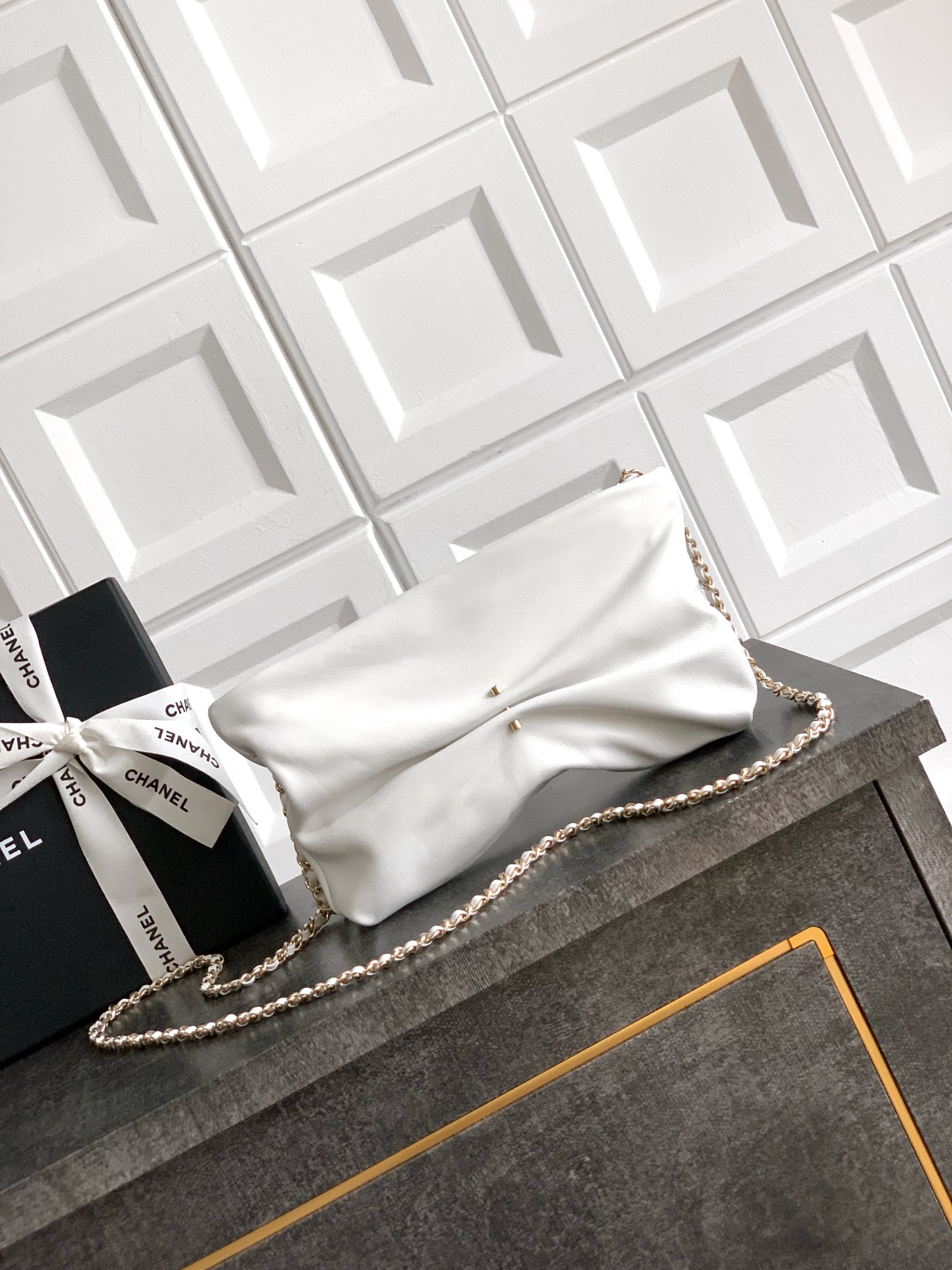 Ch@nel Clutch Bag with Chain Lambskin-14x24 x 5CM