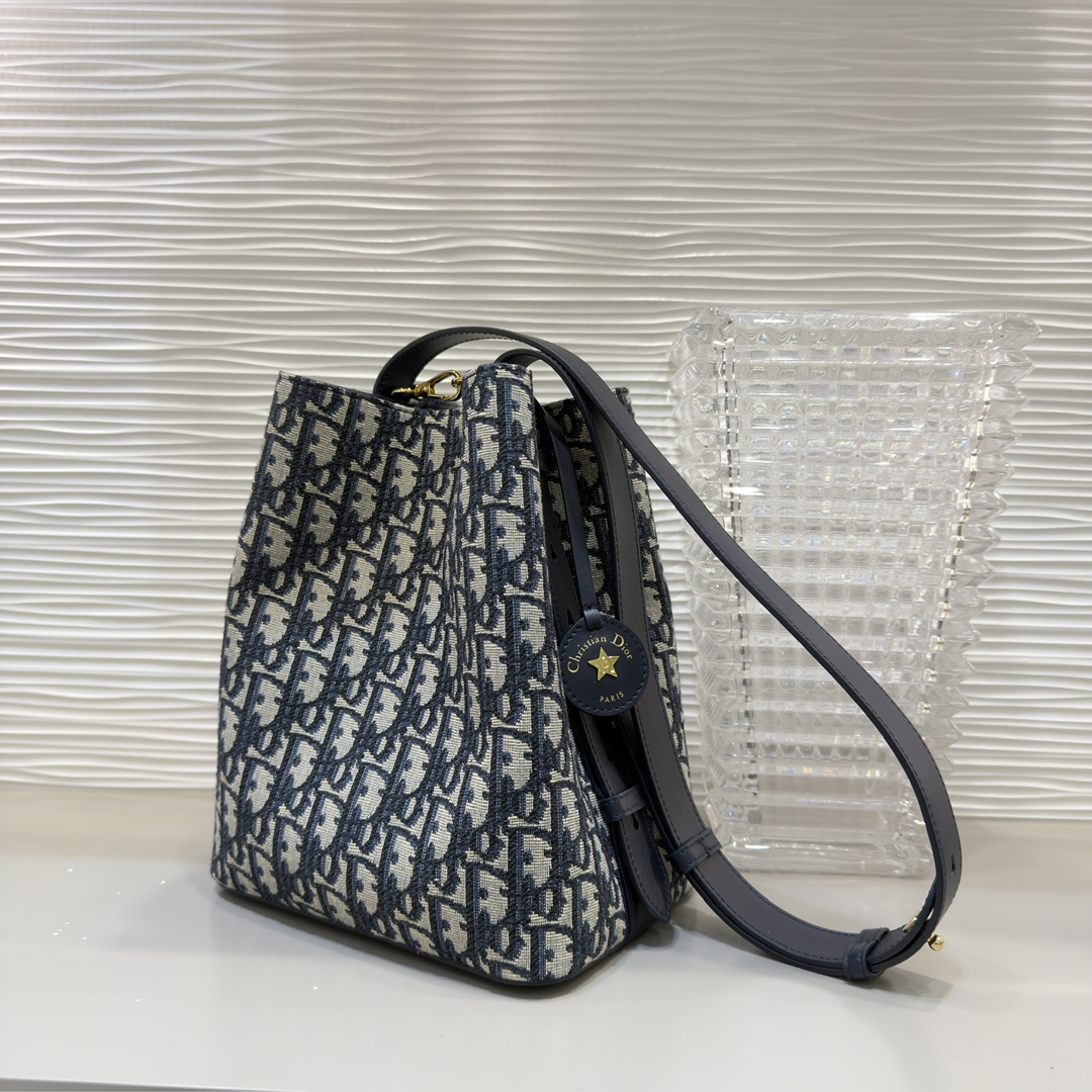 Diro Small D10rstar Bucket Bag Blue Oblique Jacquard-24*24*15CM