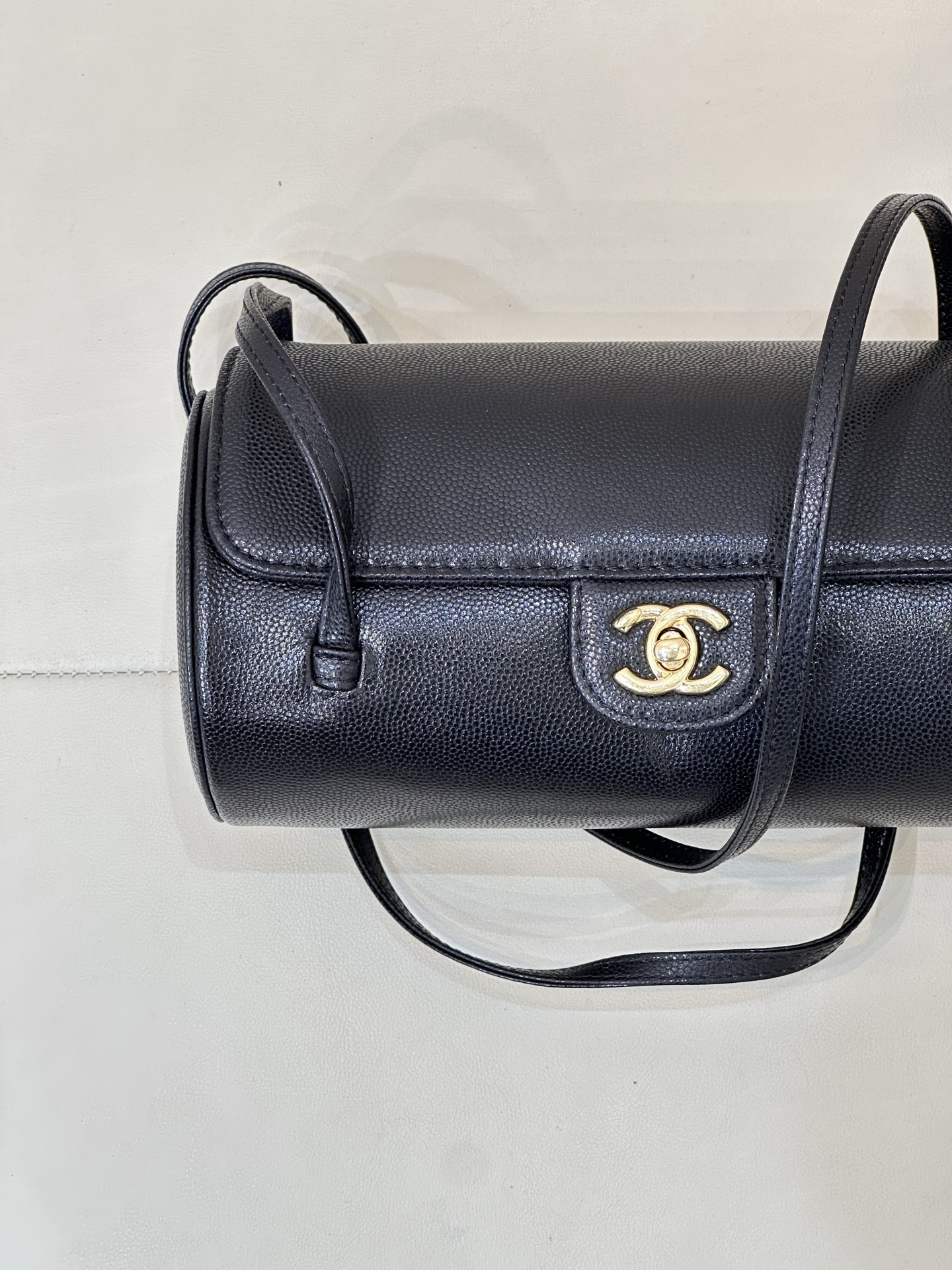 Ch@nel Shiny Caviar Preppy Coco Small Bowling Bag-20.5*10*10CM