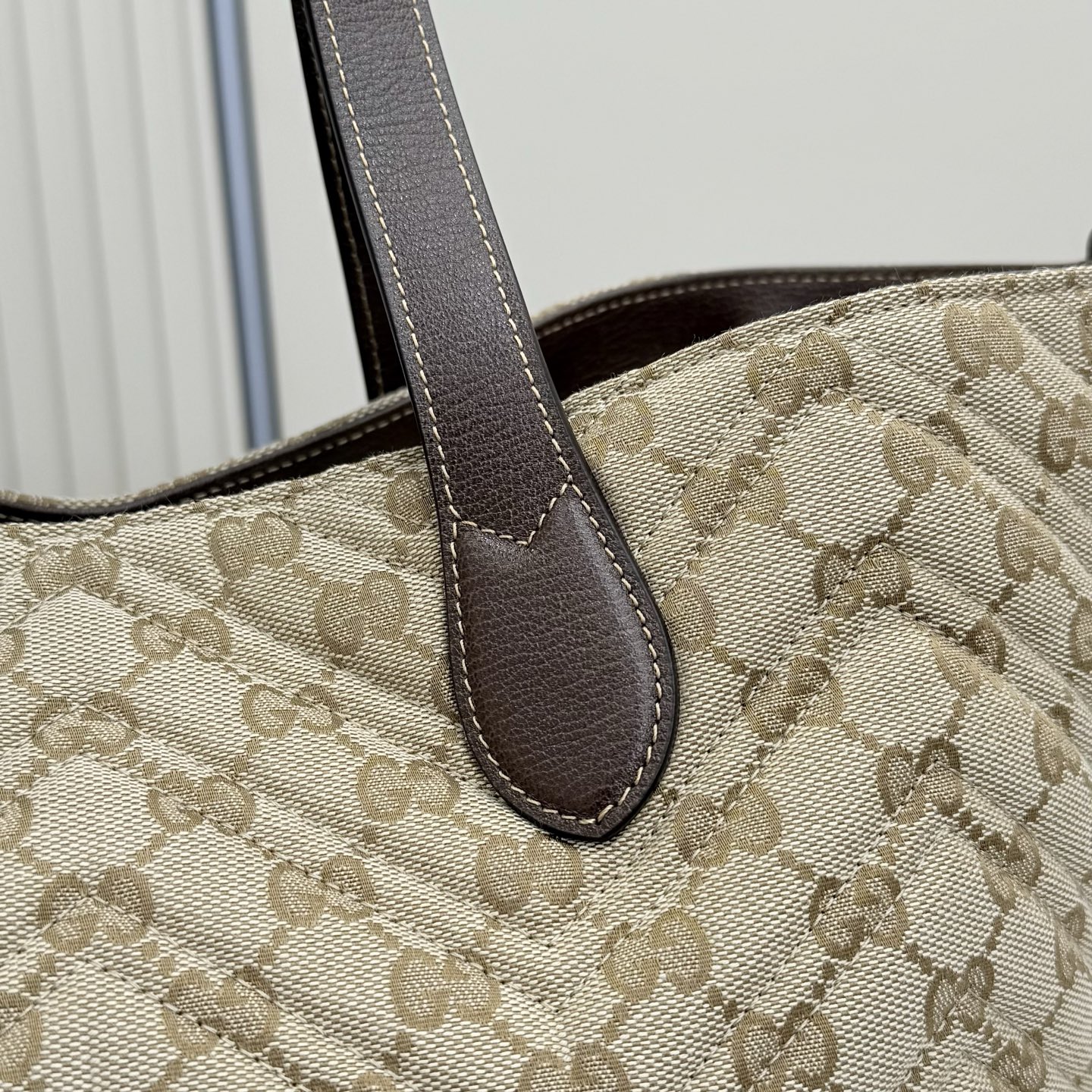 Gv*c* GG Marmont Large Tote Bag in Sand And Brown GG Canvas-30*23*18CM