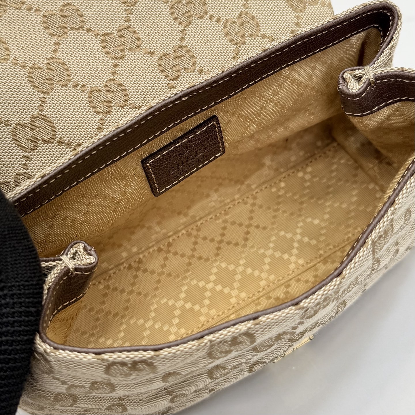 Gv*c* GG Marmont Mini Shoulder Bag In Sand And Brown GG-18.5*11.5*7CM