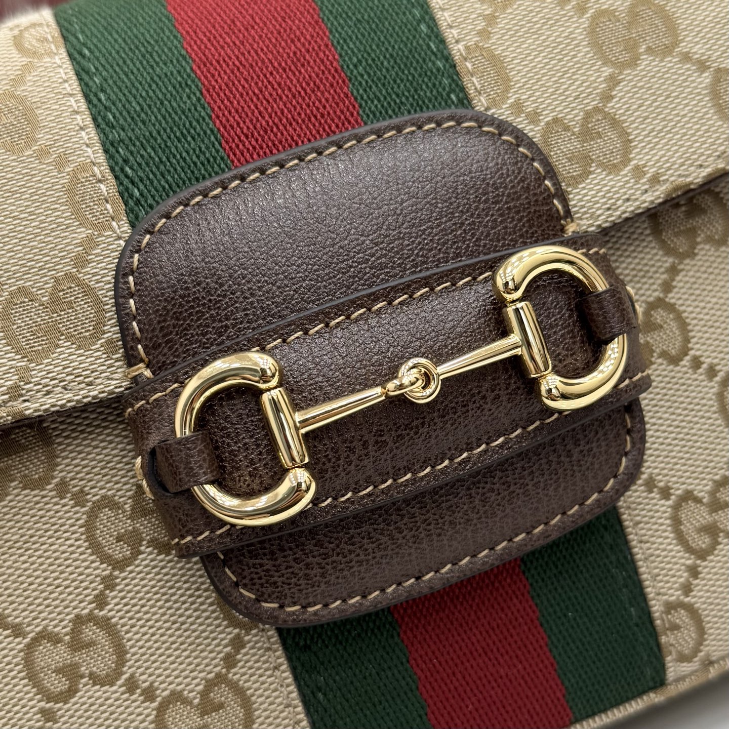 Gvc*1 Ophidia Small Shoulder Bag In Beige And Brown GG Fabric-21*14.5*5.6CM