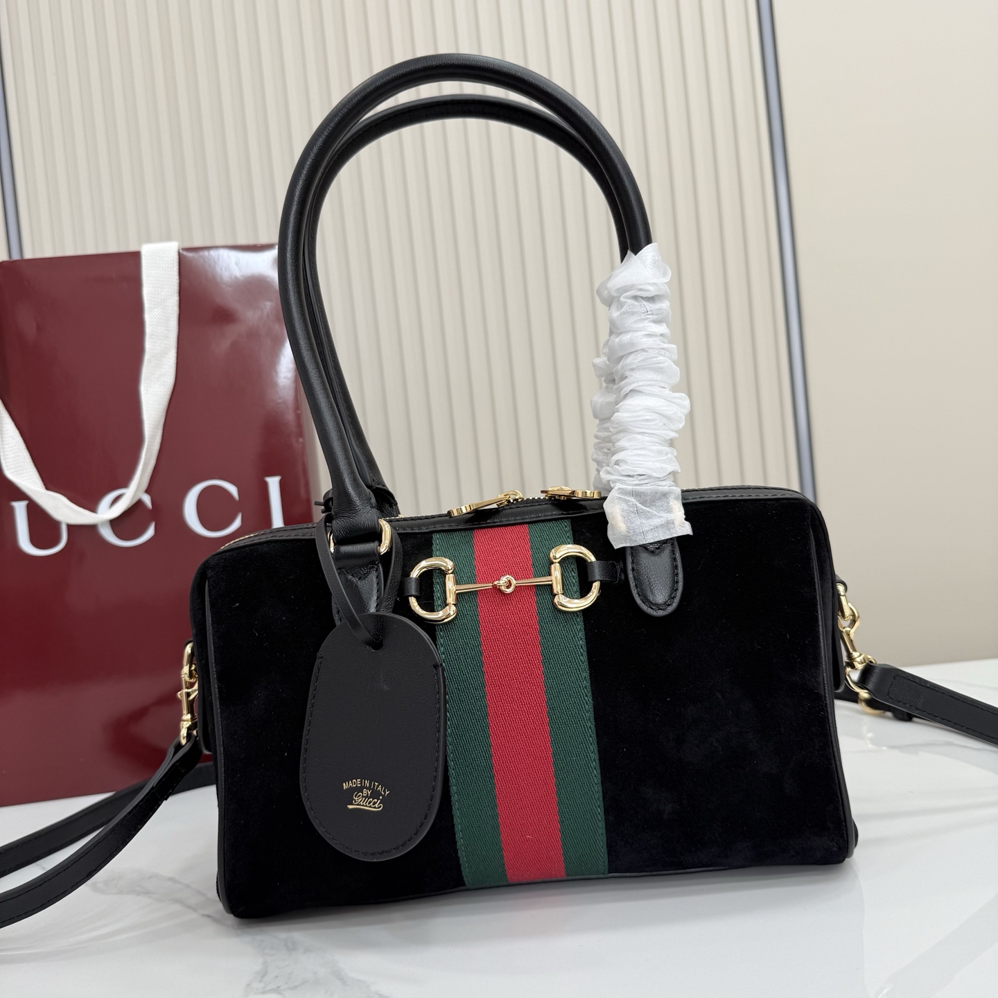 Gvc*1 Borsetto Medium Soston Bag In Black Suede-28*15*10CM