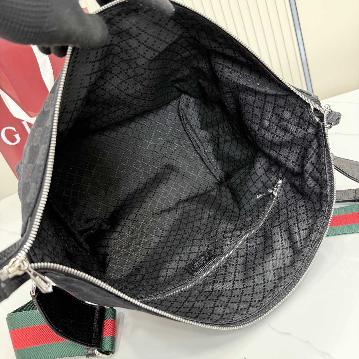 Gv*c* Brera Medium Crossbody Bag In Black Canvas-33*27*15CM