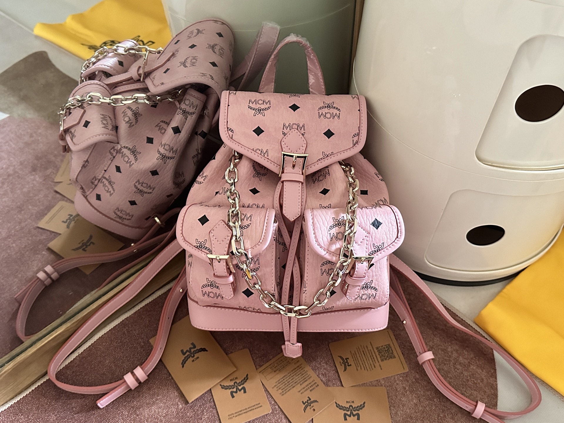 MCM Mini Aren Drawstring Backpack in Visetos-25x23x11CM