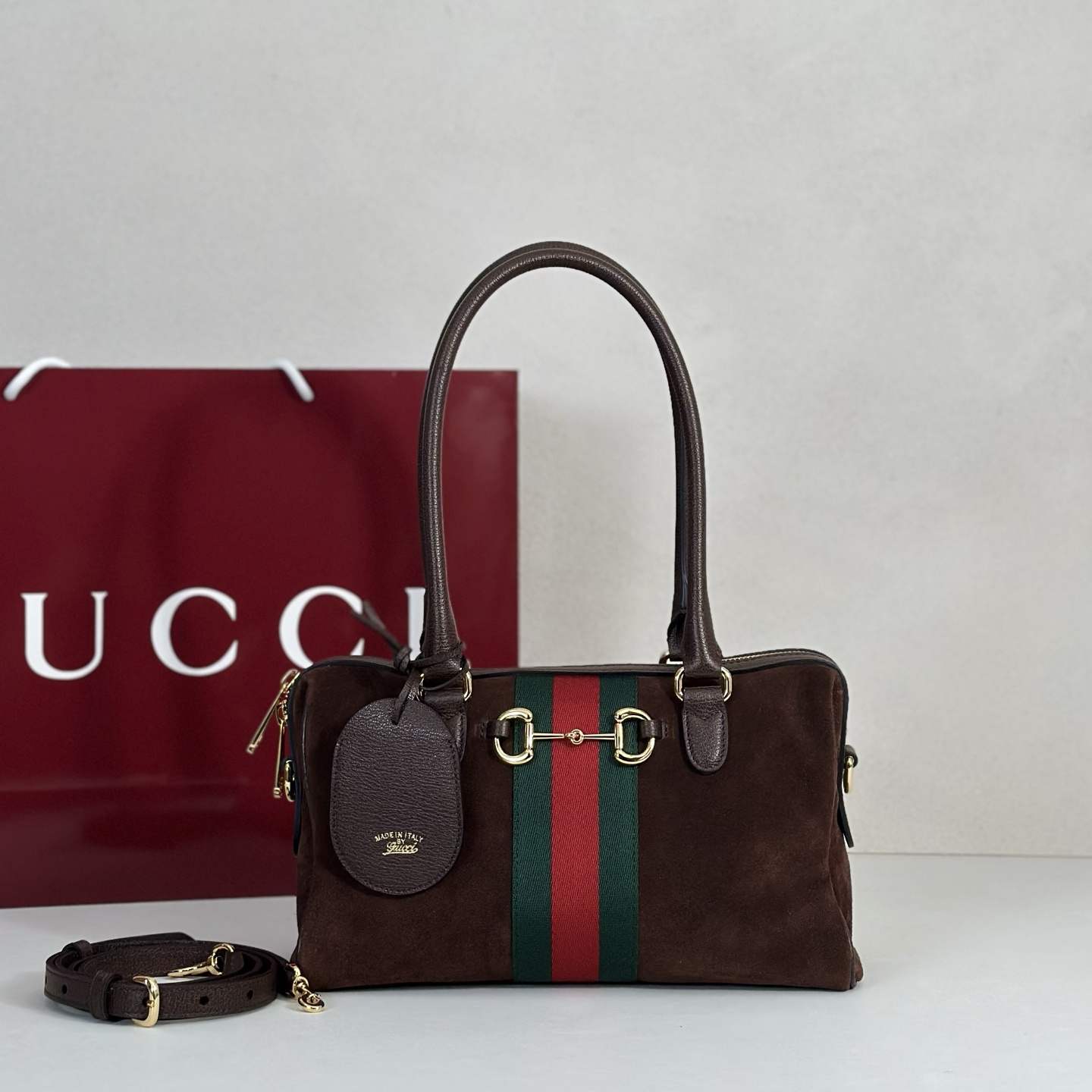Gvc*1 Borsetto Medium Soston Bag In Dark Brown Suede-28*15*10CM