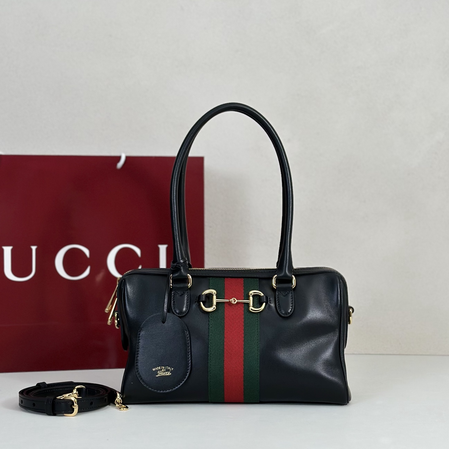 Gvc*1 Borsetto Medium Soston Bag In Black Leather-28*15*10CM