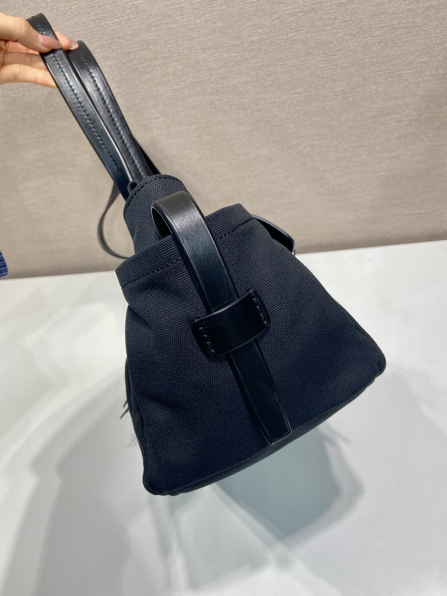Pra*a Black Pra*a Route Medium Leather Tote Bag-1BG645-30*22*15CM