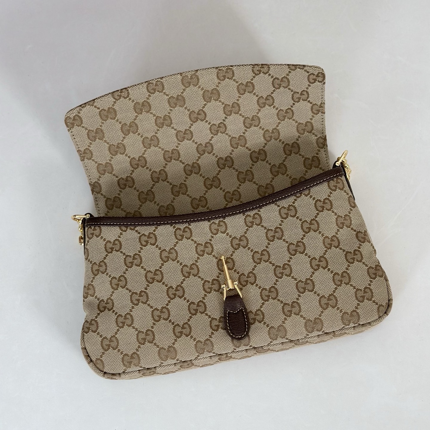 Guc*ci Aperitivo Medium Shoulder Bag In Sand And Brown GG-16*14.5*3.5CM