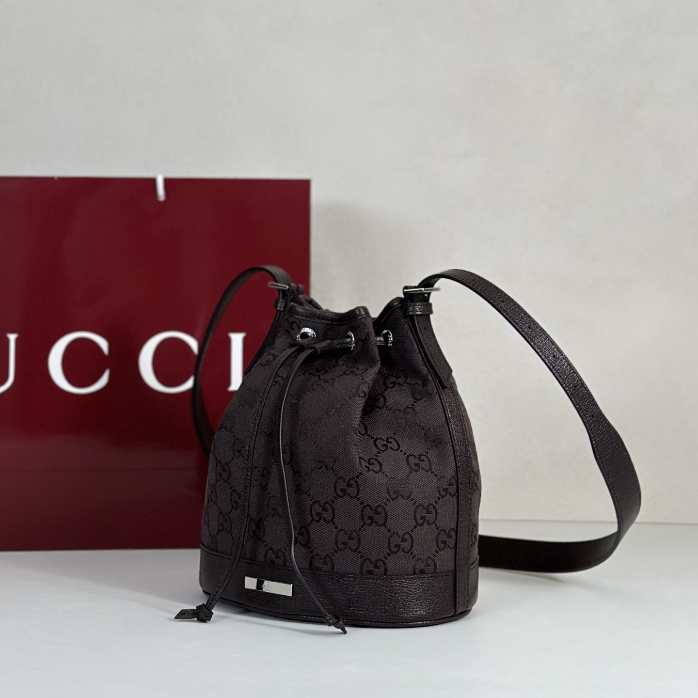 Guc*ci Venice Bucket Bag GG Canvas-20.5*23*14CM