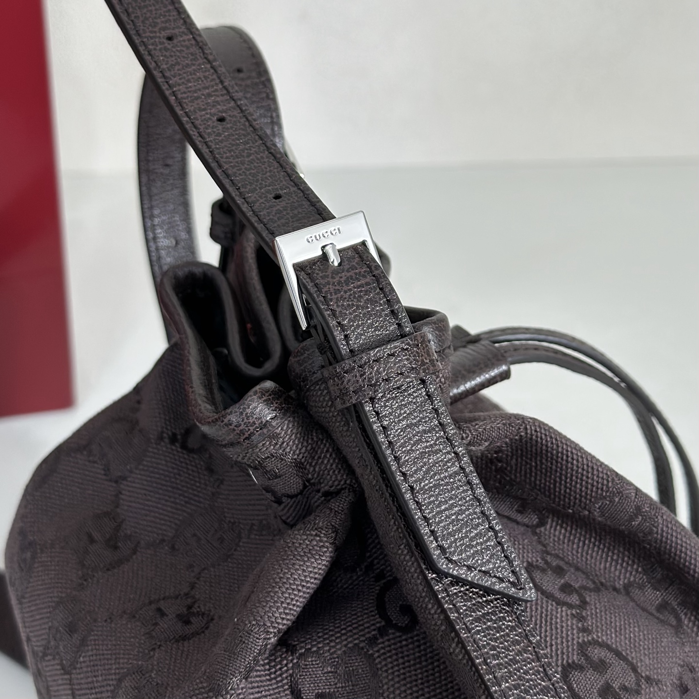 Guc*ci Venice Bucket Bag GG Canvas-20.5*23*14CM