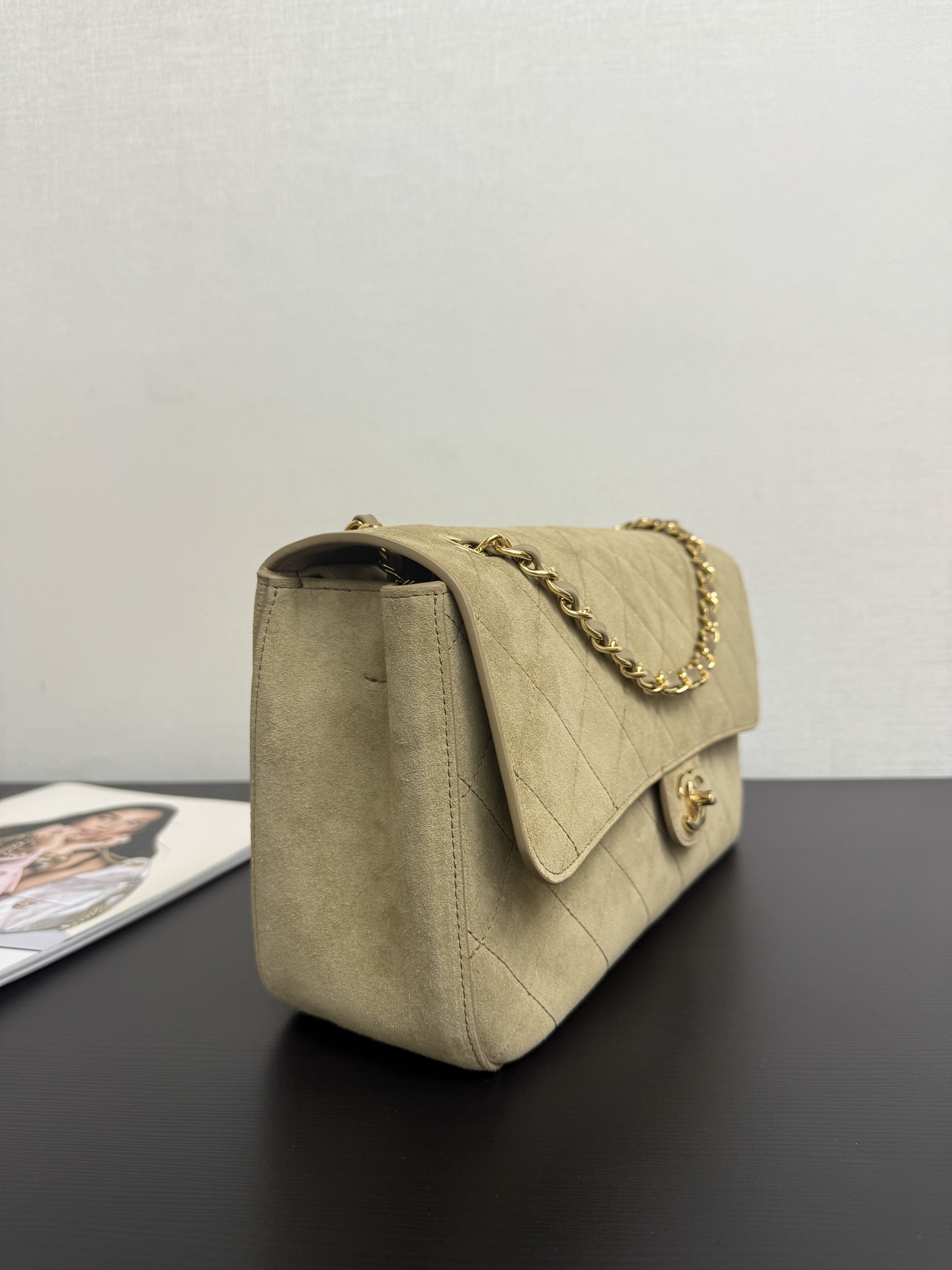 Cha*nel Suede Calfskin Souplissimo Maxi Flap-32CM
