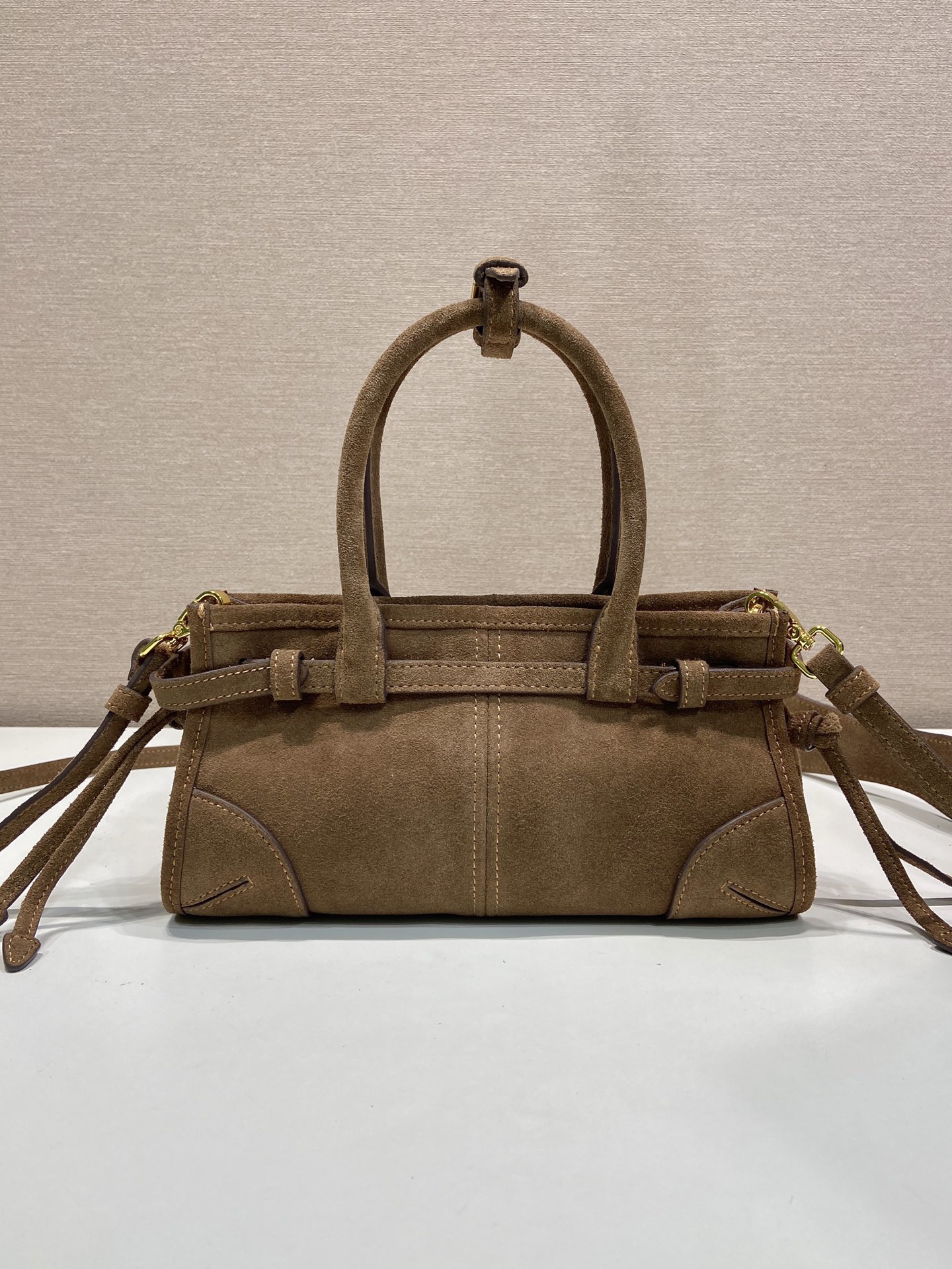 Pra*a Bonnie Suede Handbag-23.5*12*9CM