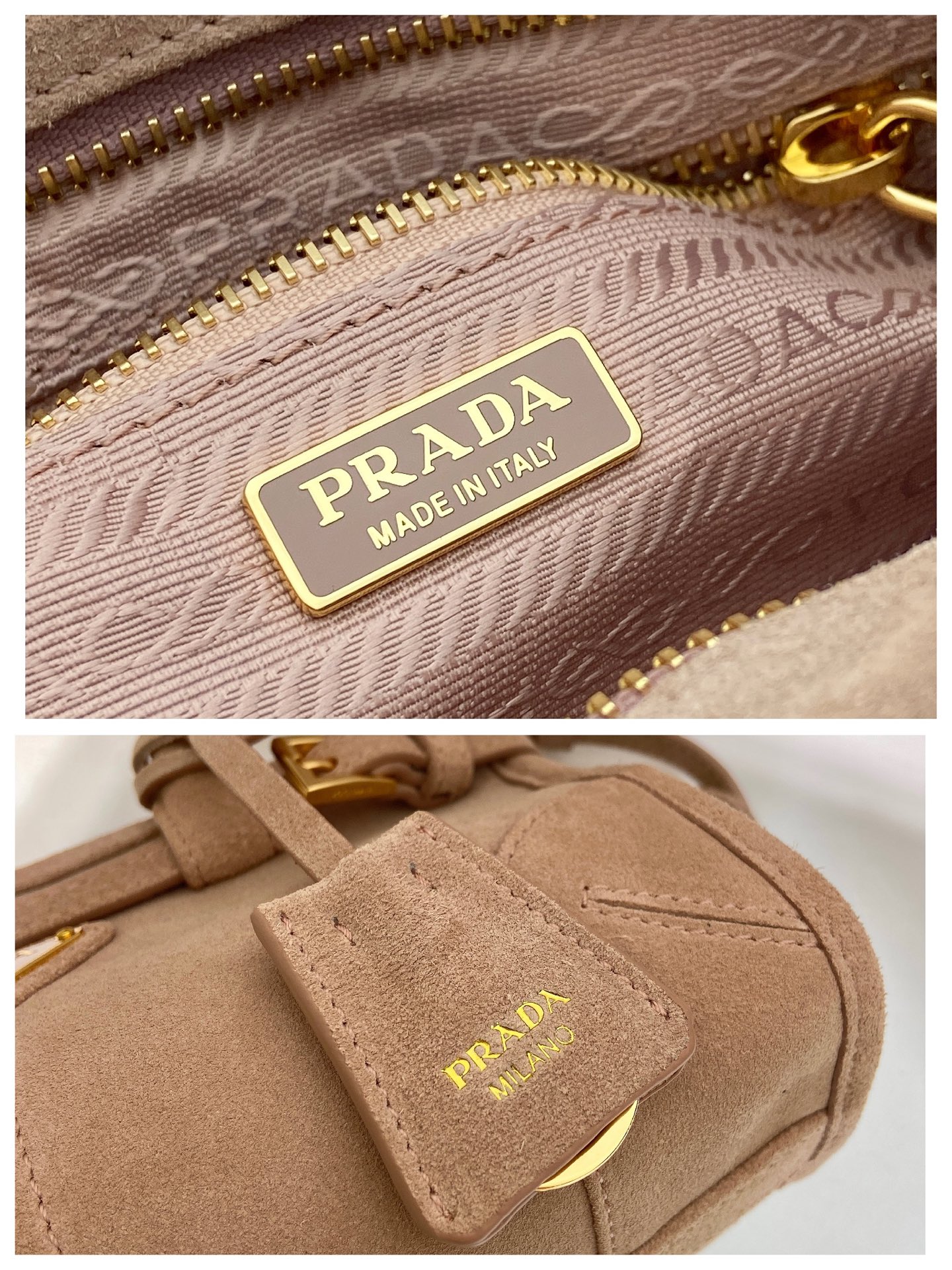 Pra*a Bonnie Suede Handbag-23.5*12*9CM