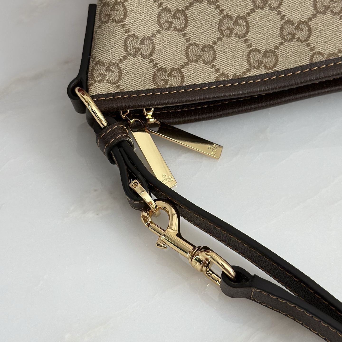 Gv*c*Large Shoulder Bag With Web In Sand And Brown GG canvas-39.5*29*15.5CM