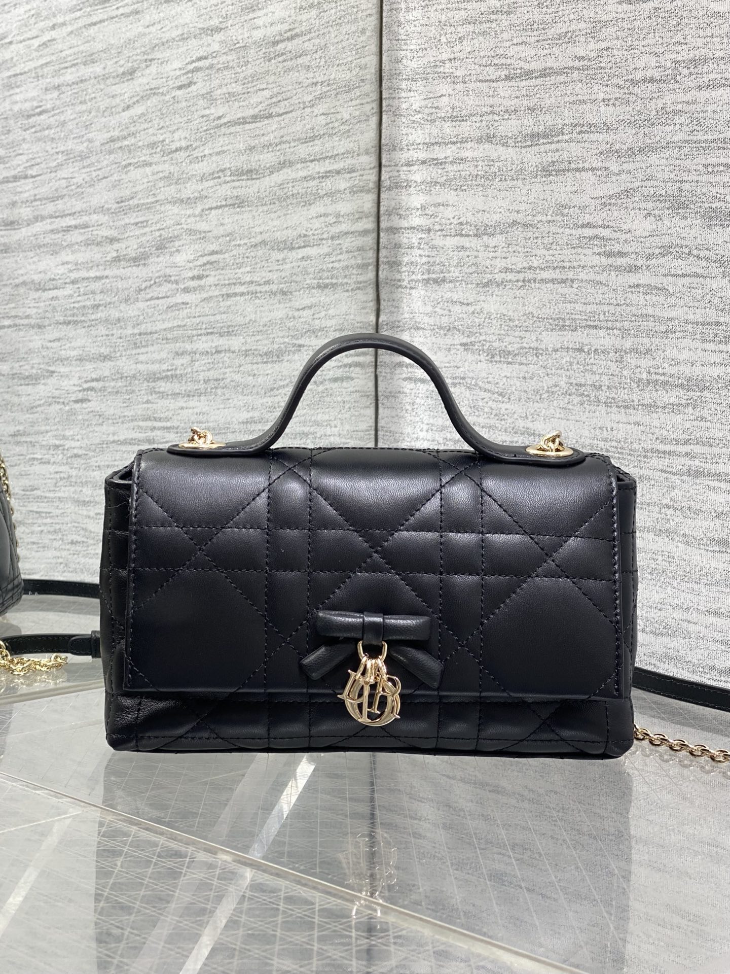 Diro Mini Bag with Chain Soupir Pink Macrocannage Lambskin-21*11.5*7CM
