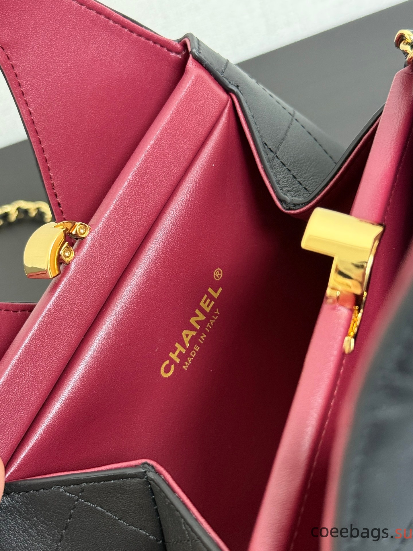 Ch@nel Calfskin Chic Lady Small Shopping Tote Black22*25*7.5CM